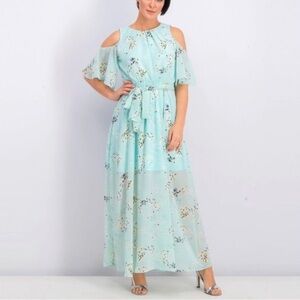 🔴Calvin Klein Floral Cold Shoulder Maxi Dress - Blue